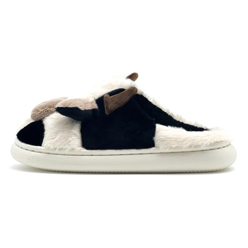 Cow Cotton Slippers, Thick Sole Kawaii Fluffy Winter Indoor Outdoor Cute Slippers for Women and Men3