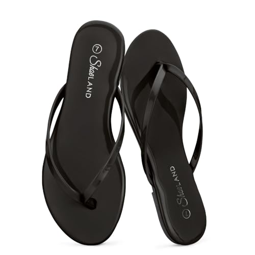 Image of Shoe Land Thong Flip Flops for Women, Memory Foam Flat Sandals, Lightweight Summer Slides, Non Slip Comfort Sandals for Beach, Travel and Everyday Wear