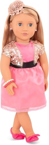 Our Generation 46 cm Doll with Pierced Ears - Brown Hair & Blue Eyes - Jewellery Accessories - Role Play - Toy for Children from 3 Years - Audra