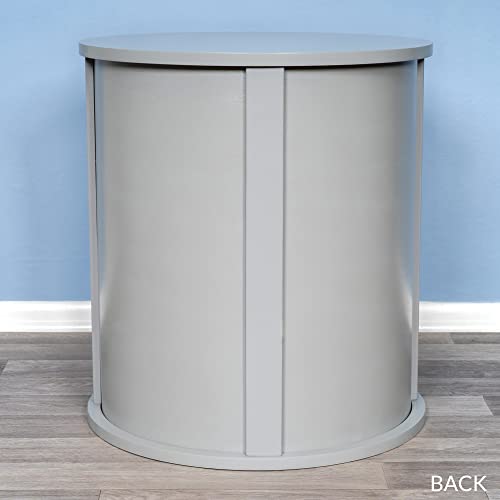 The Refined Feline Purrrrfect End Table Cat Bed Cave In Smoke Gray, Multipurpose Wood Cat Furniture Nightstand, Easy To Clean Covered Cat Bed With Replaceable Scratching Post & Washable Cushion #TOP3