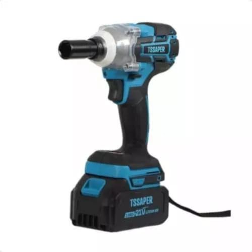 Chave de impacto 21v torque de 380nm com bateria, maleta e soquete, motor brushless Tssaper, Modelo: