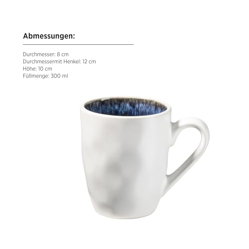 MÄSER 934092 Serie Frozen, Geschirr Set aus Keramik für 4 Personen, 16-teiliges Kombiservice mit organischen Formen, blau gesprenkeltes Service, Steinzeug, Dunkelblau
