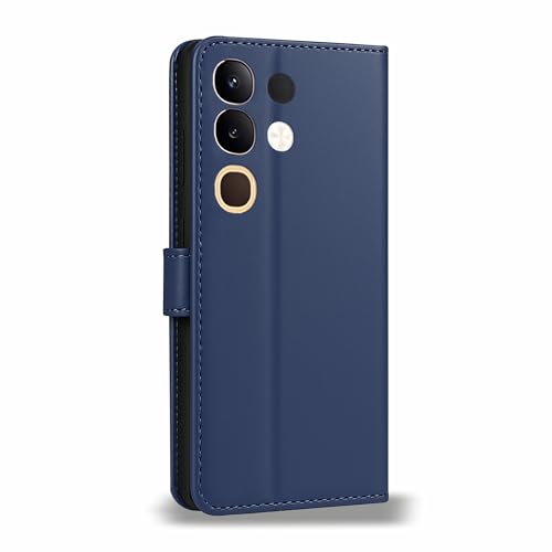 Image of AIBEX Shock Proof Flip Compatible for Vivo Y31 Pro 5G / IQOO Z10X 5G / Vivo T4X 5G Flip Cover Leather Finish | Inside TPU with Card Pockets | Wallet Stand | Complete Protection Flip Case - Blue