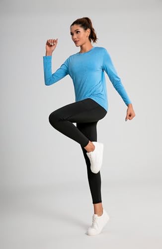 6 Pack Long Sleeve Workout Tops for Women Athletic Quick Dry Shirts Crewneck Gym Running Sport Performance T-Shirt4