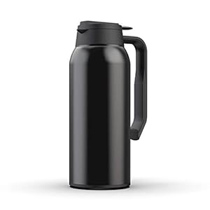 Thermische Karaffen, 1.5L Roestvrijstalen geïsoleerde koffiepot/dubbele wandthermos / 24 uur isolatie (Color : Black)
