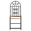 Farmhouse 3 Tier Steel Wood Top Utility Hooks Kitchen Baker's Wine Rack