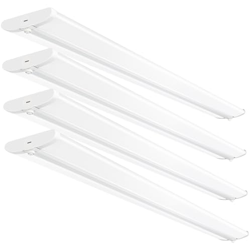 Image of 4FT 5'' W LED Wraparound Light , 40W 4400LM 5000K, 110LM /W High Efficiency | Flush Mount Ceiling Light, No Glare, Energy Saving Shop Light for Garage Office Kitchen Laundry Roon, 100-277V, ETL, 4 Pack