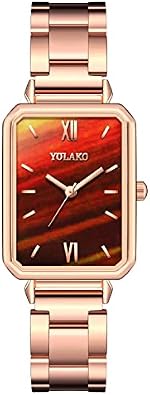 Watch for Women, Womens Easy to Read Time Rectangular Dial Stainless Steel Band Quartz Watch