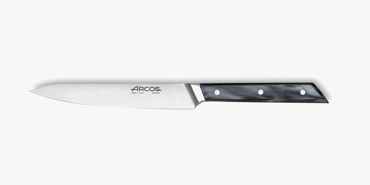 Arcos Eclipse Series - Vegetable Knife - 5" Forged Stainless Steel Blade with Silk Plus Edge - Special Gloss Polish - Acrylic Handle - Black Color