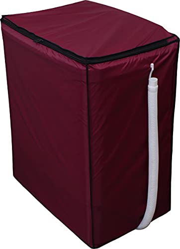 Image of Home Dressing Solid Color Semi Automatic Washing Machine Cover for 6kg, 6.5kg, 7kg, 7.5kg, 8kg, Fits for All Semi Washing Machines, Waterproof & Dustproof Size (31.5x20x34) inches (Maroon)