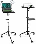 Ordinateur portable réglable & Support de trépied du projecteur – portatif, robuste, réglable en hauteur avec lumière de l'anneau, plateau à souris en acier, montage téléphonique inclus – Idéal pour le travail, présentations, regarder des films en intérieur ou en extérieur, support pour ordinateur portable, support mobile