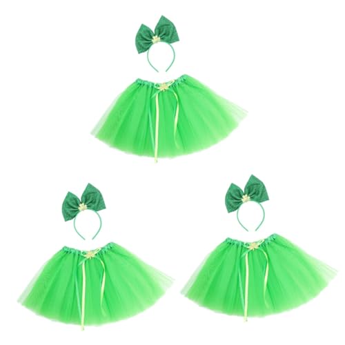 SAFIGLE 3 Juegos Ropa De Fiesta Disfraces Niño Disfraz Niño Diadema Para Niños Favores De Fiesta Disfraz De San Patricio Infantil Diadema De San Patricio Falda Tutú Para Niñas Malla Green