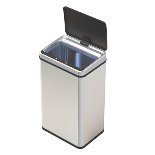 CATAVANA Poubelle Automatique Pliable 50L - Poubelle à Capteur Résistante aux Empreintes - Couvercle à Fermeture Douce avec Fonction Manuelle en Option -...