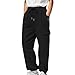Mens Waffle Cargo Joggers Casual Stretch Textured Lightweight Loose Fit Elastic Waist Drawstring Workout Trousers Early Fall Fashion 2025 Running Clothes 01# Black Large