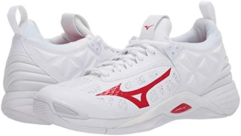 Mizuno Women's Wave Momentum Volleyball Shoe, White-red, 7 | Image 6