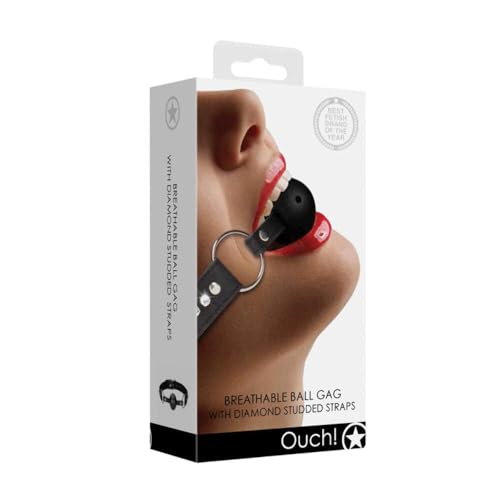 Ball gag respirant strass diamant noir bâillon bondage chic - 4