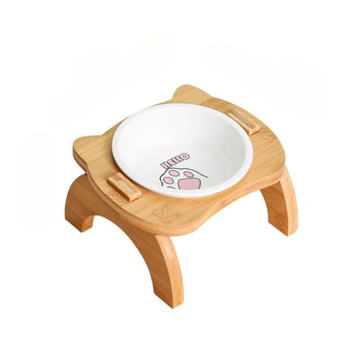 Ladfrol 猫 食器 猫犬食器 猫 餌入れ 猫 フードボウル 餌台 食器スタント ネコボウル ねこエサ入れ 陶器製 のセット方法がある竹製のスタンド 食べやすい 斜め餌台 おやつ皿 小型犬 セラミック フード用 (ボウルホルダー+爪です)