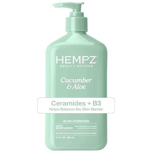 Hempz Body Lotion - Cucumber & Aloe Herbal Limited Edition Daily Moisturizing Cream Shea Butter Aloe Cucumber Extract Body Moisturizer - Skin Care Products Hemp Seed Oil - 17 Fl Oz