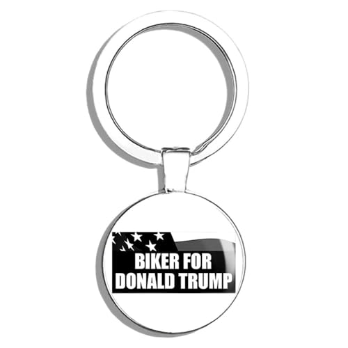 PRS Vinyl Biker for Trump (USA Motorcycle Bike Donald) Double Sided Stainless Steel Keychain Key Ring Chain Holder Car/Key Finder