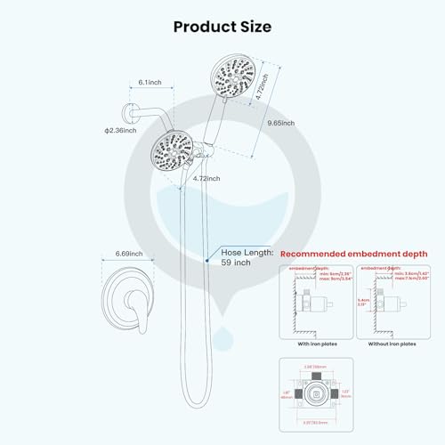 Pommeau de douche double ABS haute pression gotonovo valve - 8