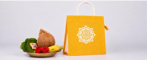 Image of Soman Jute Ecofriendly Return Gift Bags Rangoli Printed Colorful bags with Zip Pack of 10 Bags