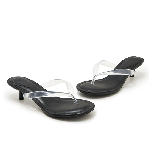 Image of Kitten Heel Thong Sandals for Women Slip-on Low Heeled Sandal Fashion Summer Flip Flops Heels