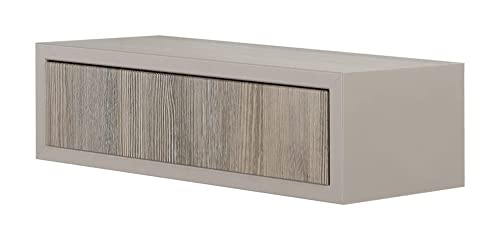 MODULARREDO | LEGOLO Mensola da Muro con Cassetto, Comodino Sospeso, Mensola da Parete, 45x13.4 p20 cm, Marrone Talpa e Rovere Moka - Made in Italy