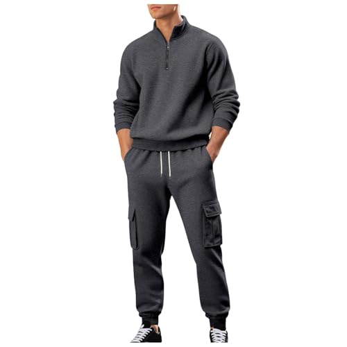 ジャージ メンズ 上下セット スウェット 2点セット 裏起毛 トレーナー 厚手 防寒 トップス 無地 ゆったり セットアップ ジッパー 暖かい トラックスーツ あたたかい スウェットパンツ カジュアル 普段着 春秋冬服(2XL,ダークグレー)