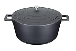 MasterClass Casserole Dish with Lid, Large 5L/28 cm, Lightweight Cast Aluminium, Induction Hob and Oven Safe, Black