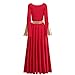 Women Metallic Color Block Liturgical Praise Dance Dress Bell Long Sleeve Lyrical Dancewear Gowns Worship Red + Gold XL