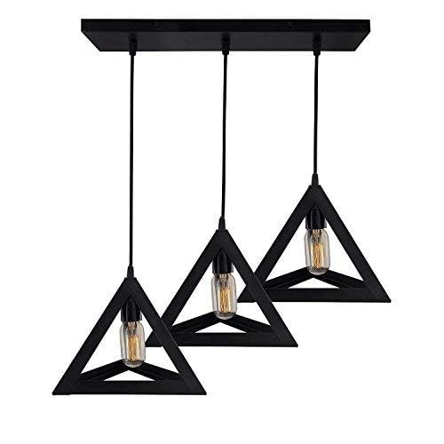 Image of Vintage Black Metallic Hanging Pendant Ceiling Lamp, for Bedroom, Living Room, Hotel, Cafe, Balcony Decor (Tringle Set)