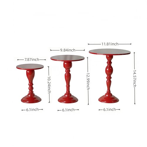 CBBZJY Red 3Pcs Metal Round Vintage Cake Stand Set 8"10"12" Dessert Display by CBBZJY - Used condition - Image 6