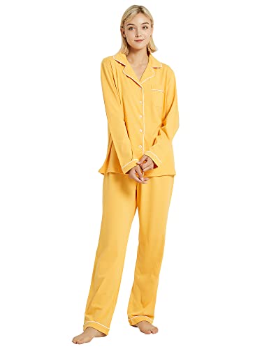 100% Cotton Pajama Sets for Women 2 Piece Long Sleeve Button Down Pjs Soft Comfy Ladies Sleepwear Lounge Sets S-XL