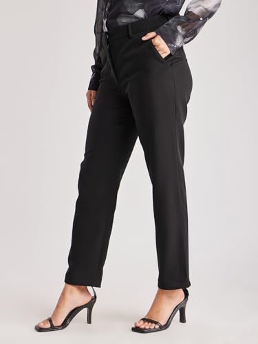 Image of FableStreet Women's Formal Trousers | Mid-Rise Straight-Leg Design | Flat Front & Permanent Crease | Polyester Lycra Fabric | Office Wear & Business Meeting