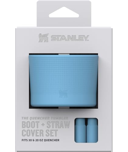 Image of Stanley Quencher Boot and Straw Cover Cap | Anti-Slip Silicone Protector for 20 & 30 oz Tumbler with Handle | Accessory Set for Stainless Steel Drinking Cup | BPA-Free | Sky