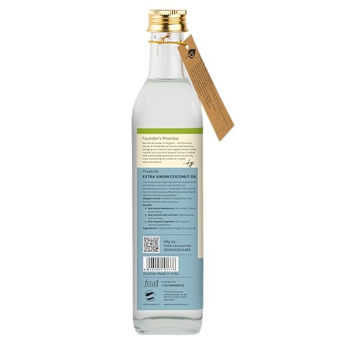 Image of Praakritik Organic Cold Pressed Extra Virgin Coconut Oil 500ml, Pure,Natural & Chemical-Free,nariyal tel, Ideal for Cooking, Skin & Hair, Baby Massage (Pack of 3)