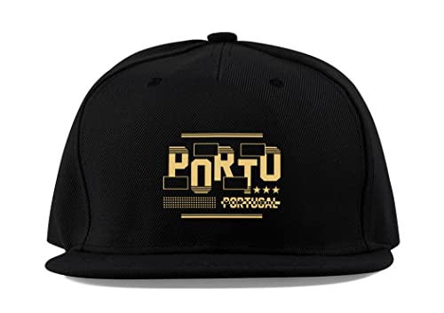 Casquette baseball Porto Portugal en coton noir visière plate unisexe