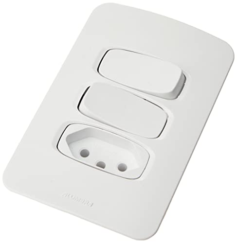 Conjunto 2 Interruptores Simples e 1 Tomada, Alumbra, Gracia 85332, Branco