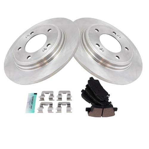Image of TRQ Rear Brake Pad and Rotor Set Ceramic Compatible with 2019-2021 Hyundai Veloster 2020 Kia Forte