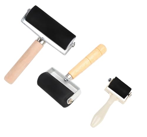 YYaaloa Pacote com 3 rolos de borracha Brayer Rollers 1,4/2,4/4 polegadas Rolo de artesanato para im