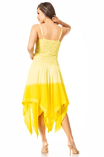 Image of Sakkas Ella Smocked Bodice Spaghetti Strap Double Layered Dress