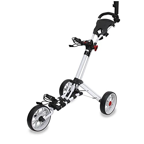 EzeGlide Smart Fold Trolley – Compact 3 Wheel Push Golf Cart, Quick Folding Lightweight Design, Durable Frame with Easy Maneuverability