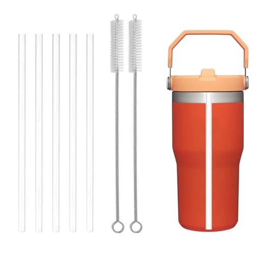 Replacement Straw for Stanley Iceflow 20oz(Only) Reusable Clear Drinking Straw with Straw Cleaner Brush Compatible with Stanley IceFlow Flip 20oz Stainless Steel Tumbler