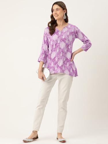 Image of feranoid Designer V-Neck Short Straight Kurti with 3Quarter Sleeves