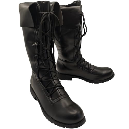 Mens Renaissance Boots, Medieval Lace Up Cosplay Boot, Western Pirate Viking Gothic Halloween Shoes