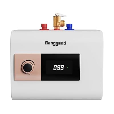Ganggend 2.5 Gallon Electric Water Heater, 1500W 110V Mini Tank Under Sink Instant Hot Water Heater with Pressure Release Valve, Digital Display for Kitchen, RV, Laundry,Food Truck, Beige