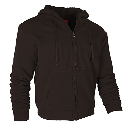 Maximos Men's 5008 Sherpa Lined Long Sleeve Full Zip Hoodie Brown M2