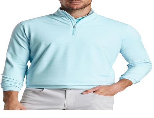 Peter Millar Perth Sugar Stripe Performance Quarter-Zip - Cabana Blue