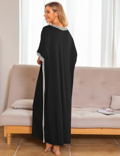 Image of Bloggerlove Caftan Nightgown for Women Cotton House Dress with Pockets