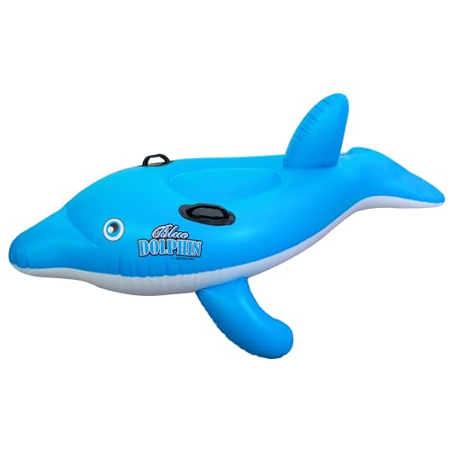 SWIMLINE Inflatable Ride-On Pool Float – Fun Raft for Pools, Beaches, and Summer Parties, Small 61', Baby Dolphin, Blue